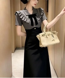 フリルリボンドッキングワンピース