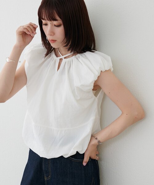DISCOAT（ディスコート）の「【WEB限定】バルーンスリーブブラウス（シャツ/ブラウス・レディース・モカ/オフホワイト/チャコールグレー・MEDIUM）」の21枚目の写真