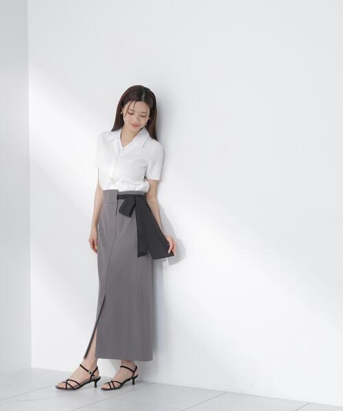 PROPORTION BODY DRESSING（プロポーションボディドレッシング）の「サイドリボンナロースカート / 1216220602（スカート・レディース・ベージュ/ダークグレー・MEDIUM/P/S/SMALL）」の3枚目の写真