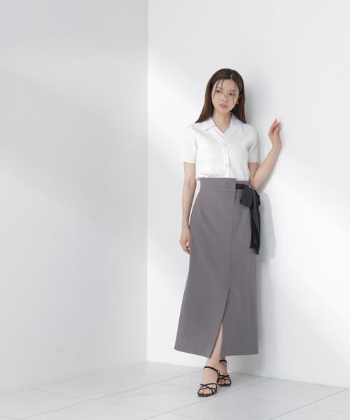 PROPORTION BODY DRESSING（プロポーションボディドレッシング）の「サイドリボンナロースカート / 1216220602（スカート・レディース・ベージュ/ダークグレー・MEDIUM/P/S/SMALL）」の4枚目の写真