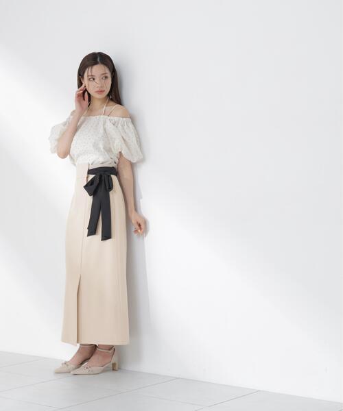 PROPORTION BODY DRESSING（プロポーションボディドレッシング）の「サイドリボンナロースカート / 1216220602（スカート・レディース・ベージュ/ダークグレー・MEDIUM/P/S/SMALL）」の8枚目の写真