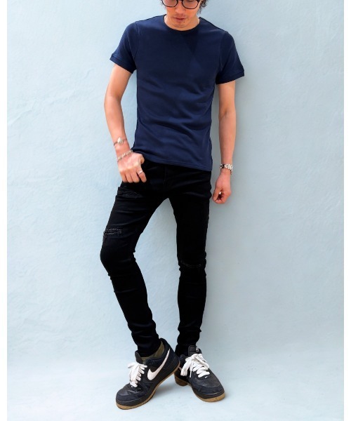 COOK JEANS(クックジーンズ)の「フライス半袖クルーTシャツ(Tシャツ/カットソー・メンズ・ホワイト/ライトグレー/ブラック/ネイビー・MEDIUM/LARGE/X-LARGE)」の8枚目の写真