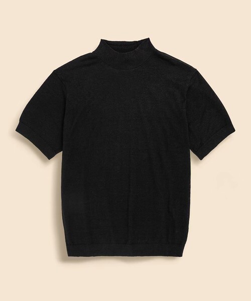 BROOKS BROTHERS(ブルックスブラザーズ)の「リネン モックネック ショートスリーブ サマーセーター(ニット/セーター・メンズ・ブラック/ベージュ・LARGE/SMALL/MEDIUM/X-LARGE)」の1枚目の写真