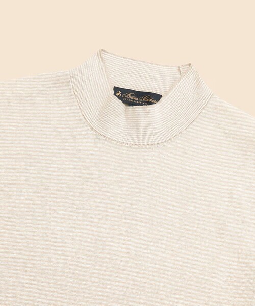 BROOKS BROTHERS(ブルックスブラザーズ)の「リネン モックネック ショートスリーブ サマーセーター(ニット/セーター・メンズ・ブラック/ベージュ・LARGE/SMALL/MEDIUM/X-LARGE)」の3枚目の写真