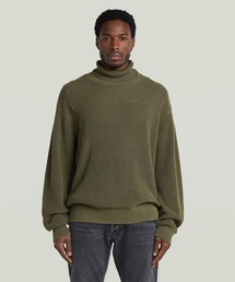 Washed Rib Roll Neck Knit/ウォッシュド加工リブニットロールネックコットンセーター