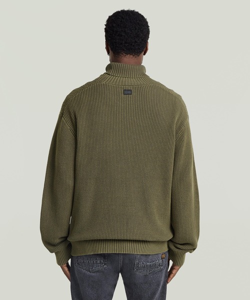 G-STAR(ジースター)の「Washed Rib Roll Neck Knit/ウォッシュド加工リブニットロールネックコットンセーター(ニット/セーター・メンズ・グリーン系その他/ダークブラック・SMALL/X-LARGE/MEDIUM/LARGE)」の3枚目の写真