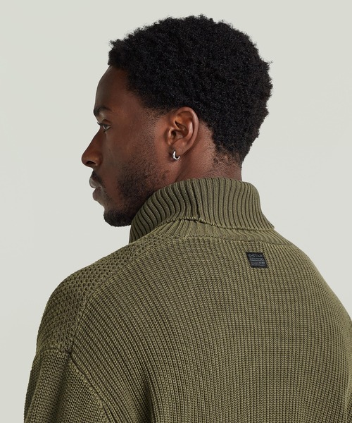 G-STAR(ジースター)の「Washed Rib Roll Neck Knit/ウォッシュド加工リブニットロールネックコットンセーター(ニット/セーター・メンズ・グリーン系その他/ダークブラック・SMALL/X-LARGE/MEDIUM/LARGE)」の4枚目の写真