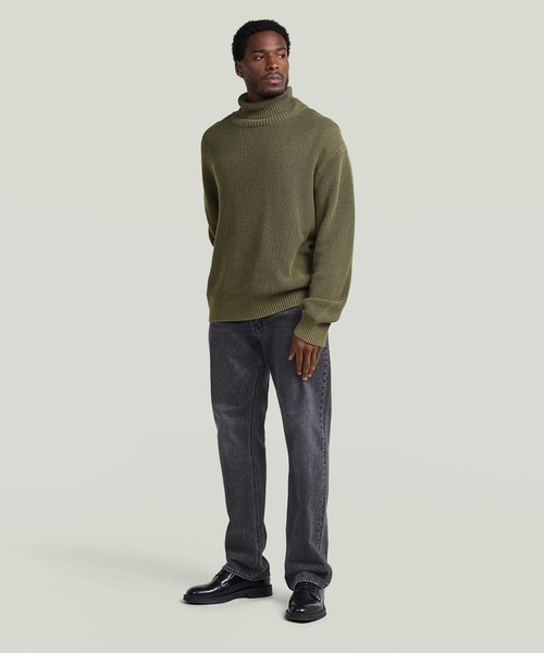 G-STAR(ジースター)の「Washed Rib Roll Neck Knit/ウォッシュド加工リブニットロールネックコットンセーター(ニット/セーター・メンズ・グリーン系その他/ダークブラック・SMALL/X-LARGE/MEDIUM/LARGE)」の6枚目の写真