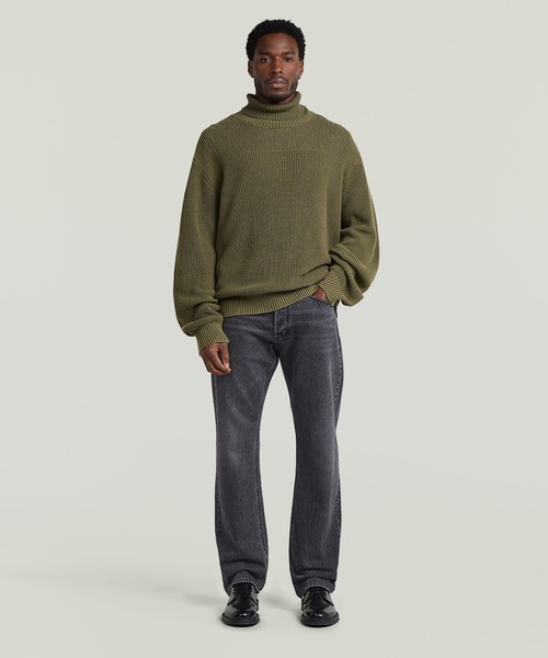 G-STAR(ジースター)の「Washed Rib Roll Neck Knit/ウォッシュド加工リブニットロールネックコットンセーター(ニット/セーター・メンズ・グリーン系その他/ダークブラック・SMALL/X-LARGE/MEDIUM/LARGE)」の7枚目の写真