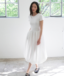 BALLOON MIX DRESS - WHITE