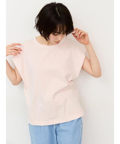Samansa Mos2(サマンサ モスモス)の「シルケット+ピグメント加工フレンチスリーブTシャツ(Tシャツ/カットソー・レディース・ピンク/オフホワイト/チャコールグレー・F)」の4枚目の写真