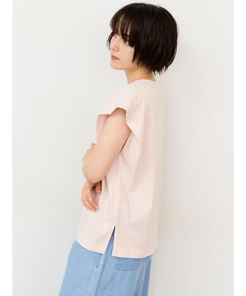Samansa Mos2(サマンサ モスモス)の「シルケット+ピグメント加工フレンチスリーブTシャツ(Tシャツ/カットソー・レディース・ピンク/オフホワイト/チャコールグレー・F)」の5枚目の写真