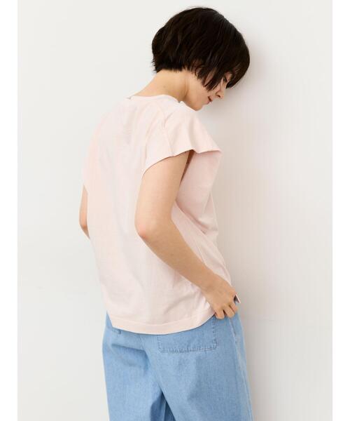 Samansa Mos2(サマンサ モスモス)の「シルケット+ピグメント加工フレンチスリーブTシャツ(Tシャツ/カットソー・レディース・ピンク/オフホワイト/チャコールグレー・F)」の6枚目の写真