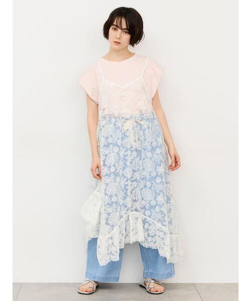 Samansa Mos2(サマンサ モスモス)の「シルケット+ピグメント加工フレンチスリーブTシャツ(Tシャツ/カットソー・レディース・ピンク/オフホワイト/チャコールグレー・F)」の8枚目の写真