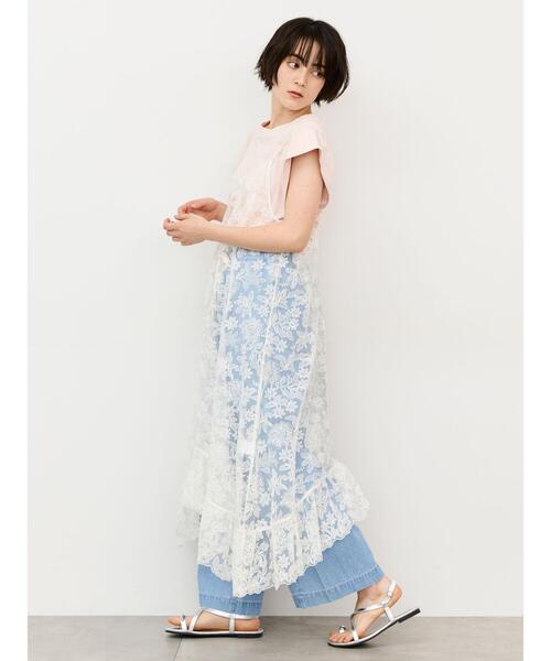 Samansa Mos2(サマンサ モスモス)の「シルケット+ピグメント加工フレンチスリーブTシャツ(Tシャツ/カットソー・レディース・ピンク/オフホワイト/チャコールグレー・F)」の10枚目の写真