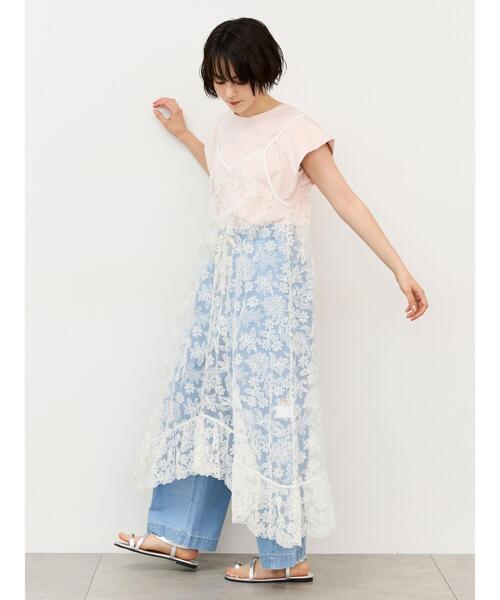 Samansa Mos2(サマンサ モスモス)の「シルケット+ピグメント加工フレンチスリーブTシャツ(Tシャツ/カットソー・レディース・ピンク/オフホワイト/チャコールグレー・F)」の11枚目の写真