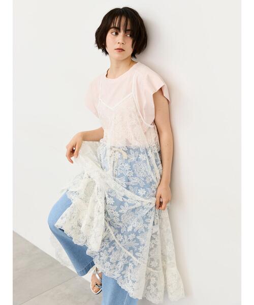 Samansa Mos2(サマンサ モスモス)の「シルケット+ピグメント加工フレンチスリーブTシャツ(Tシャツ/カットソー・レディース・ピンク/オフホワイト/チャコールグレー・F)」の13枚目の写真