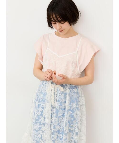 Samansa Mos2(サマンサ モスモス)の「シルケット+ピグメント加工フレンチスリーブTシャツ(Tシャツ/カットソー・レディース・ピンク/オフホワイト/チャコールグレー・F)」の14枚目の写真
