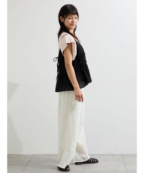 Samansa Mos2(サマンサ モスモス)の「シルケット+ピグメント加工フレンチスリーブTシャツ(Tシャツ/カットソー・レディース・ピンク/オフホワイト/チャコールグレー・F)」の16枚目の写真