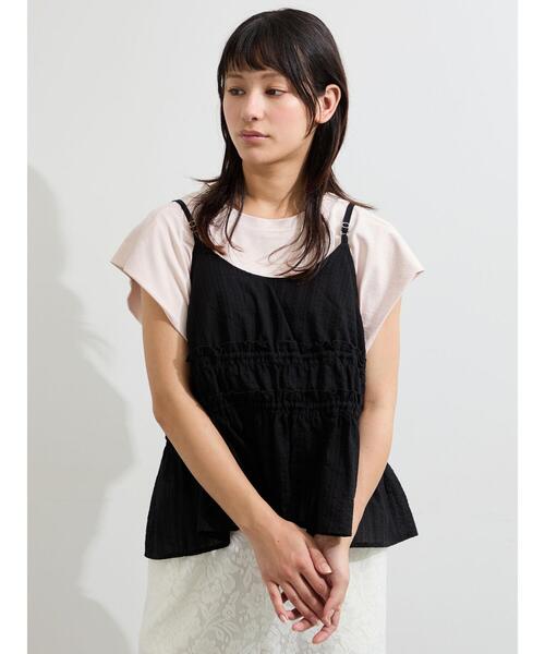 Samansa Mos2(サマンサ モスモス)の「シルケット+ピグメント加工フレンチスリーブTシャツ(Tシャツ/カットソー・レディース・ピンク/オフホワイト/チャコールグレー・F)」の18枚目の写真