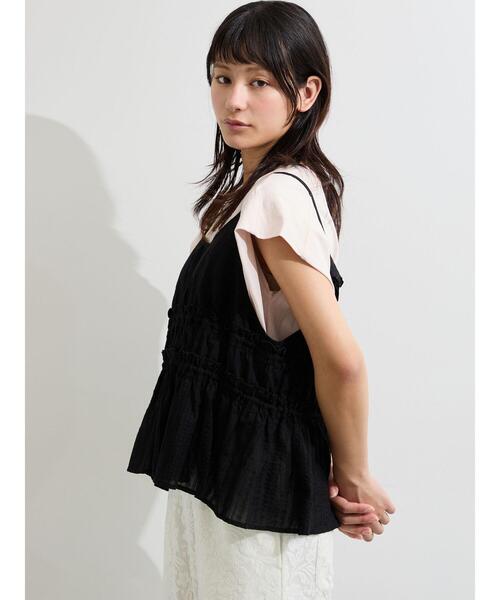 Samansa Mos2(サマンサ モスモス)の「シルケット+ピグメント加工フレンチスリーブTシャツ(Tシャツ/カットソー・レディース・ピンク/オフホワイト/チャコールグレー・F)」の19枚目の写真