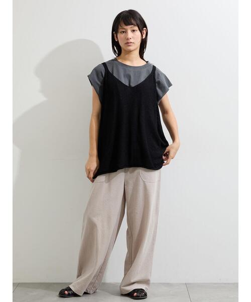 Samansa Mos2(サマンサ モスモス)の「シルケット+ピグメント加工フレンチスリーブTシャツ(Tシャツ/カットソー・レディース・ピンク/オフホワイト/チャコールグレー・F)」の21枚目の写真