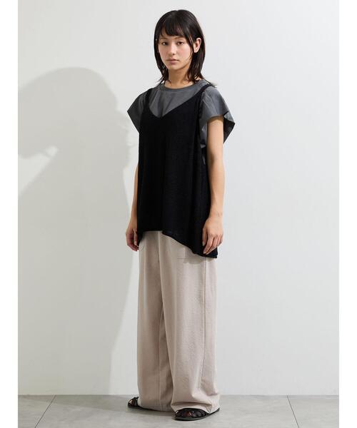 Samansa Mos2(サマンサ モスモス)の「シルケット+ピグメント加工フレンチスリーブTシャツ(Tシャツ/カットソー・レディース・ピンク/オフホワイト/チャコールグレー・F)」の22枚目の写真