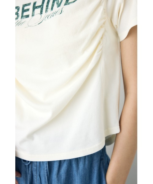 AZUL by moussy(アズールバイマウジー)の「フロントギャザーカラーロゴTシャツ(Tシャツ/カットソー・レディース・ライトブラック/オフホワイト/ブルー・FREE)」の10枚目の写真