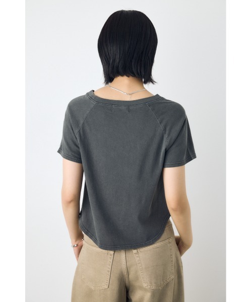 AZUL by moussy(アズールバイマウジー)の「フロントギャザーカラーロゴTシャツ(Tシャツ/カットソー・レディース・ライトブラック/オフホワイト/ブルー・FREE)」の13枚目の写真