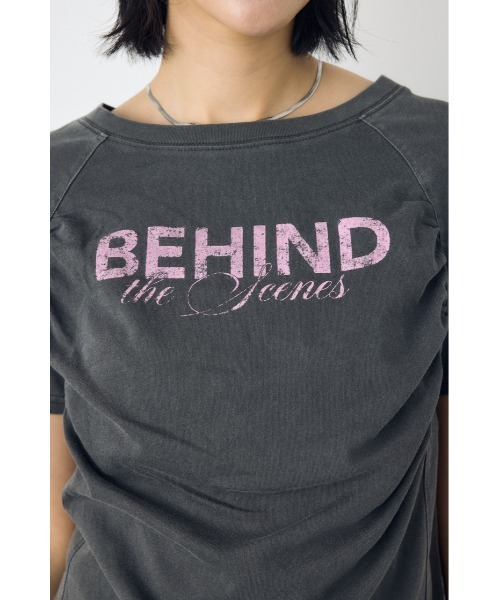 AZUL by moussy(アズールバイマウジー)の「フロントギャザーカラーロゴTシャツ(Tシャツ/カットソー・レディース・ライトブラック/オフホワイト/ブルー・FREE)」の15枚目の写真