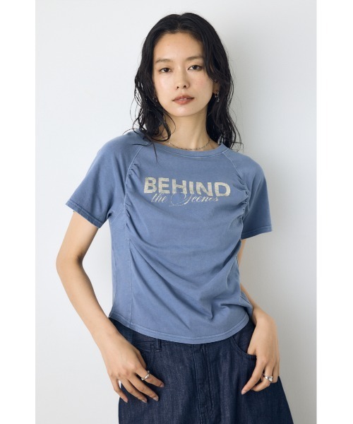 AZUL by moussy(アズールバイマウジー)の「フロントギャザーカラーロゴTシャツ(Tシャツ/カットソー・レディース・ライトブラック/オフホワイト/ブルー・FREE)」の18枚目の写真