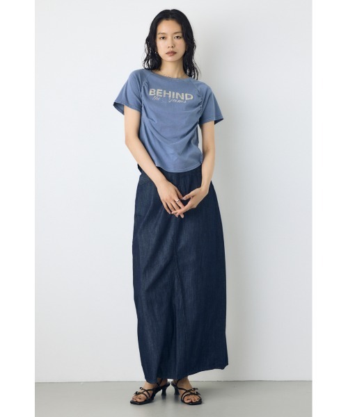 AZUL by moussy(アズールバイマウジー)の「フロントギャザーカラーロゴTシャツ(Tシャツ/カットソー・レディース・ライトブラック/オフホワイト/ブルー・FREE)」の21枚目の写真