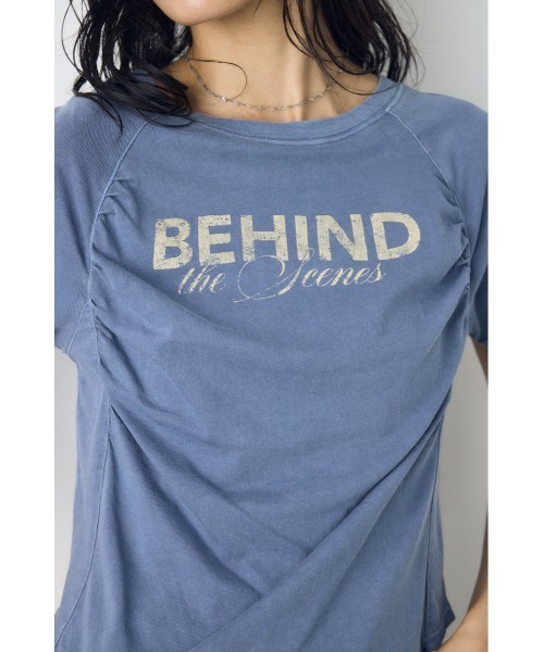 AZUL by moussy(アズールバイマウジー)の「フロントギャザーカラーロゴTシャツ(Tシャツ/カットソー・レディース・ライトブラック/オフホワイト/ブルー・FREE)」の22枚目の写真