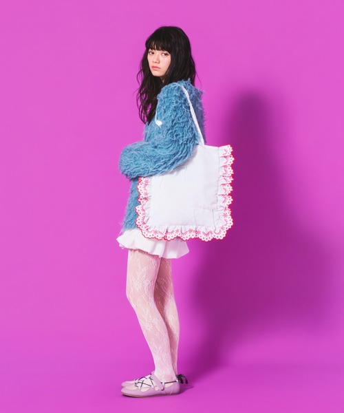 Casselini（キャセリーニ）の「Casselini(キャセリーニ)レーストリムトート（トートバッグ・レディース・ブラウン/ホワイト/ブラック・FREE）」の4枚目の写真