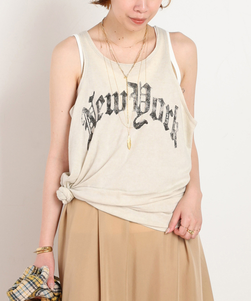 R13(アールサーティーン)の「*【R13/アールサーティーン】NEW YORK RELAXED TANK(Tシャツ/カットソー・レディース・ベージュ・FREE)」の1枚目の写真
