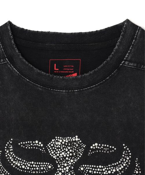 DANKE SCHON(ダンケシェーン)の「DankeSchon/ダンケシェーン/BRUST RHINESTONE BONE(Tシャツ/カットソー・メンズ・ブラック・L/M)」の5枚目の写真