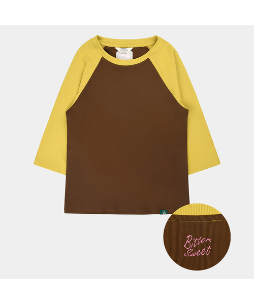 PIGMENT(ピグメント)の「配色リブ刺繍Tシャツ (YZTS2604278)(Tシャツ/カットソー・レディース・ネイビー/ブラウン・FREE)」の2枚目の写真