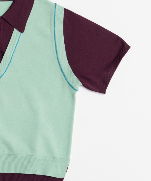 MAISON SPECIAL（メゾンスペシャル）の「Polo Layered Knit/ポロレイヤードニット（ニット/セーター・レディース・ブラウン/ターコイズブルー/グリーン・FREE）」の21枚目の写真