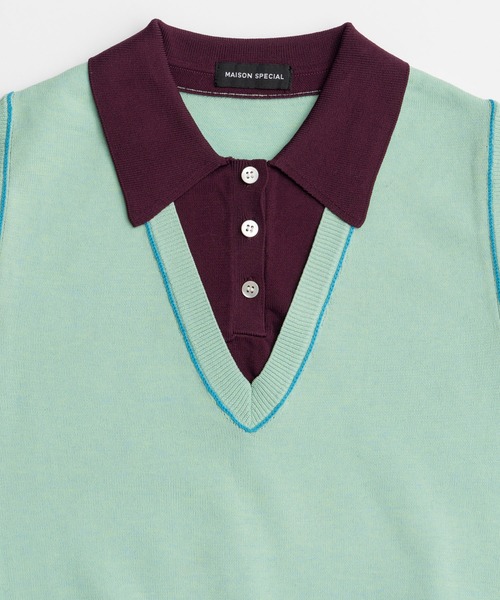 MAISON SPECIAL（メゾンスペシャル）の「Polo Layered Knit/ポロレイヤードニット（ニット/セーター・レディース・ブラウン/ターコイズブルー/グリーン・FREE）」の22枚目の写真