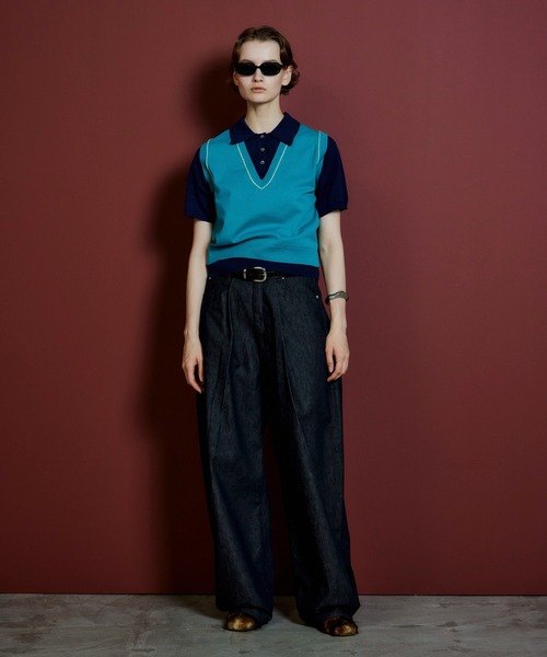 MAISON SPECIAL（メゾンスペシャル）の「Polo Layered Knit/ポロレイヤードニット（ニット/セーター・レディース・ブラウン/ターコイズブルー/グリーン・FREE）」の12枚目の写真
