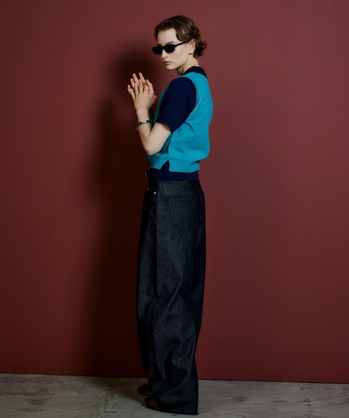 MAISON SPECIAL（メゾンスペシャル）の「Polo Layered Knit/ポロレイヤードニット（ニット/セーター・レディース・ブラウン/ターコイズブルー/グリーン・FREE）」の13枚目の写真