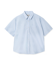 OVERSIZED SHORT SLEEVE STRIPE SHIRT (BLUE)