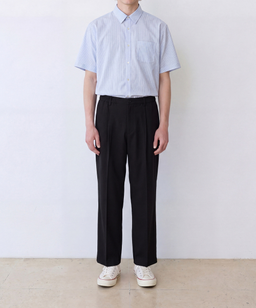EDINBURGH CLUB（エディンバラクラブ）の「OVERSIZED SHORT SLEEVE STRIPE SHIRT (BLUE)（シャツ/ブラウス・メンズ・ブルー・SMALL/MEDIUM/LARGE）」の2枚目の写真