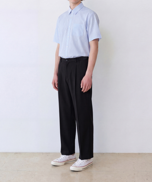 EDINBURGH CLUB（エディンバラクラブ）の「OVERSIZED SHORT SLEEVE STRIPE SHIRT (BLUE)（シャツ/ブラウス・メンズ・ブルー・SMALL/MEDIUM/LARGE）」の3枚目の写真