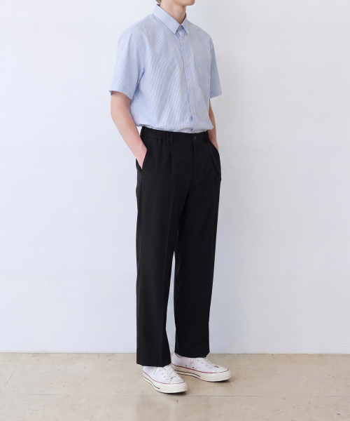 EDINBURGH CLUB（エディンバラクラブ）の「OVERSIZED SHORT SLEEVE STRIPE SHIRT (BLUE)（シャツ/ブラウス・メンズ・ブルー・SMALL/MEDIUM/LARGE）」の4枚目の写真