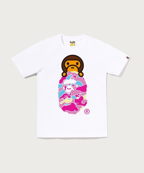A BATHING APE(アベイシングエイプ)の「STA CAMO MILO ON APE HEAD TEE(Tシャツ/カットソー・レディース・ホワイト×ピンク/ホワイト系その他5/ブラック系その他5/ブラック×ピンク・MEDIUM/SMALL/XX-SMALL/X-SMALL)」の2枚目の写真