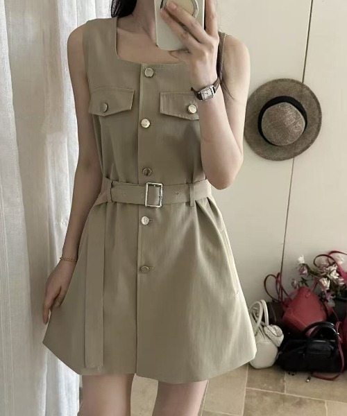 FAVORITO（ファヴォリート）の「ノースリーブショートワンピース（ワンピース・レディース・ブラック/ピンク/モカ/ホワイト・F）」の13枚目の写真