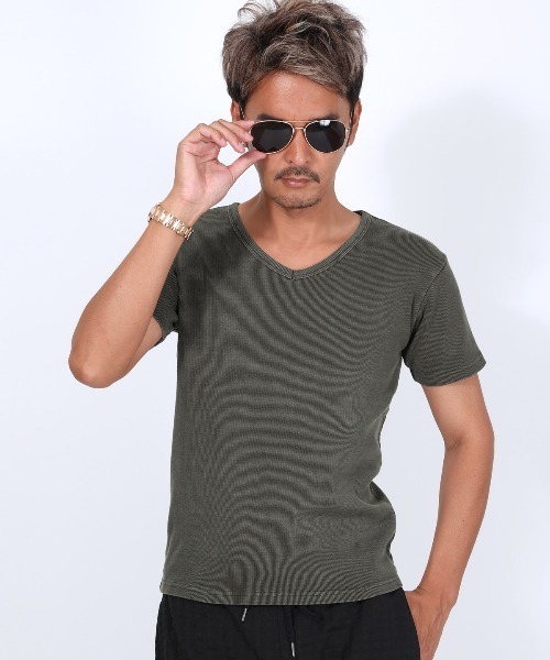 LUXSTYLE(ラグスタイル)の「ピグメントテレコVネックTシャツ(Tシャツ/カットソー・メンズ・チャコール/ブラウン・L/M)」の14枚目の写真