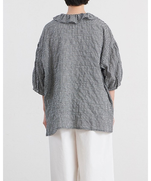 HEAVENLY(ヘブンリー)の「【 HEAVENLY / ヘブンリー 】 Check Shirring Frillneck Pullover / チェック シャーリング フリルネック プルオーバー 2637062 DLI(シャツ/ブラウス・レディース・その他1/オフホワイト・FREE)」の10枚目の写真