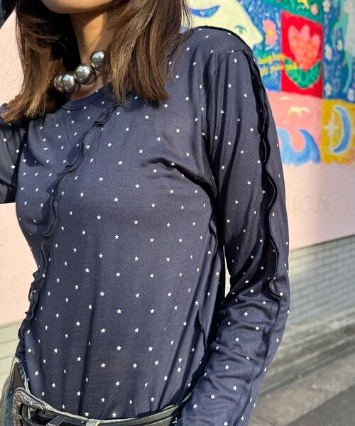 CIAOPANIC（チャオパニック）の「メローデザインシアートップス（Tシャツ/カットソー・レディース・グレー/マスタード/ブラウン/イエロー系その他/グレー系その他/ダークグレー/ネイビー/イエロー/オフホワイト・ONE SIZE）」の21枚目の写真